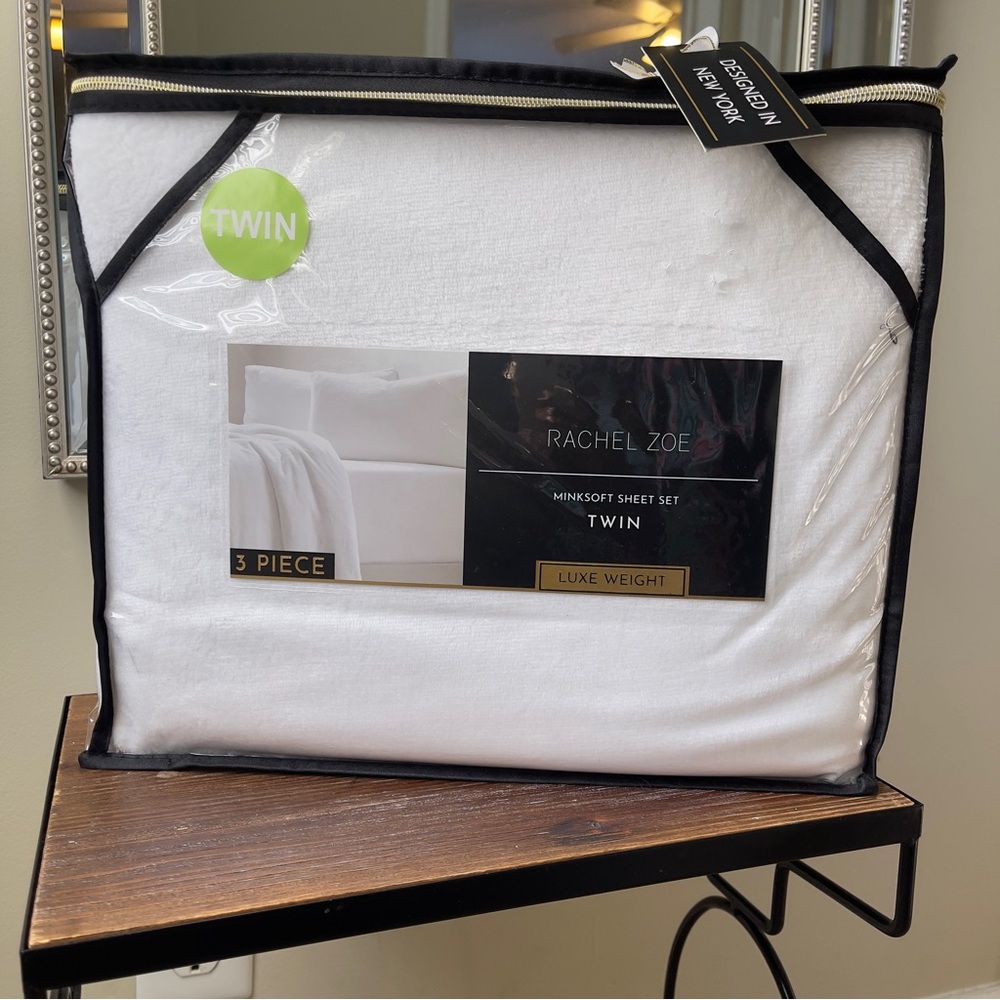 Rachel Zoe Luxe White Twin Sheet Set